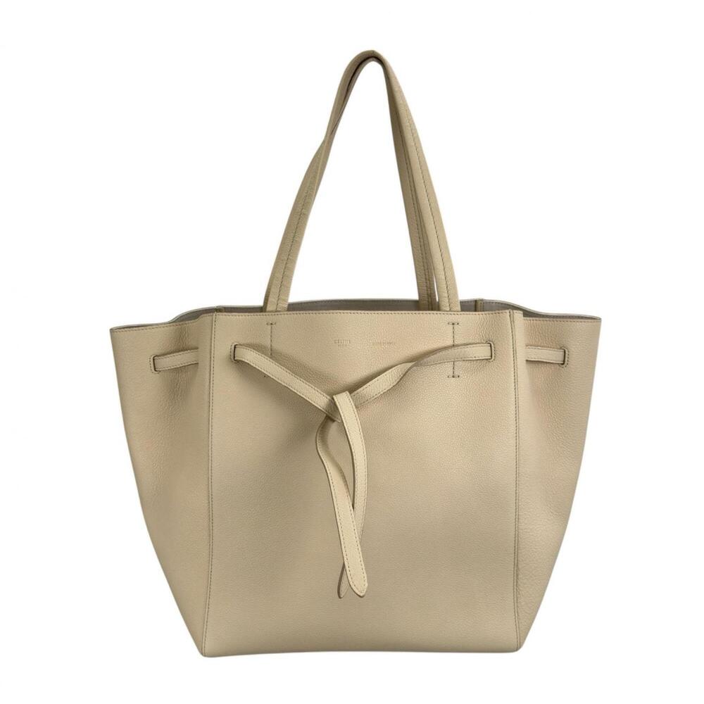 CELINE Cabas Phantom 176023ANX 01CR Tote Bag, Leather, Beige, Women's